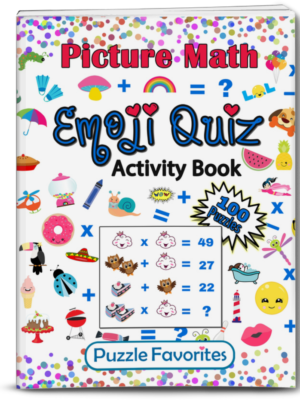 Picture math emoji quiz activity book