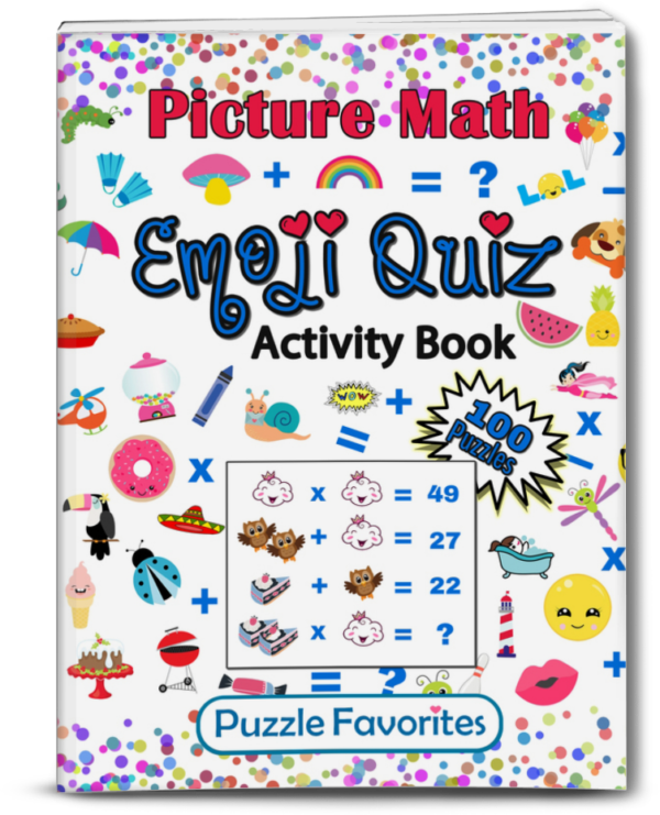 Picture math emoji quiz activity book